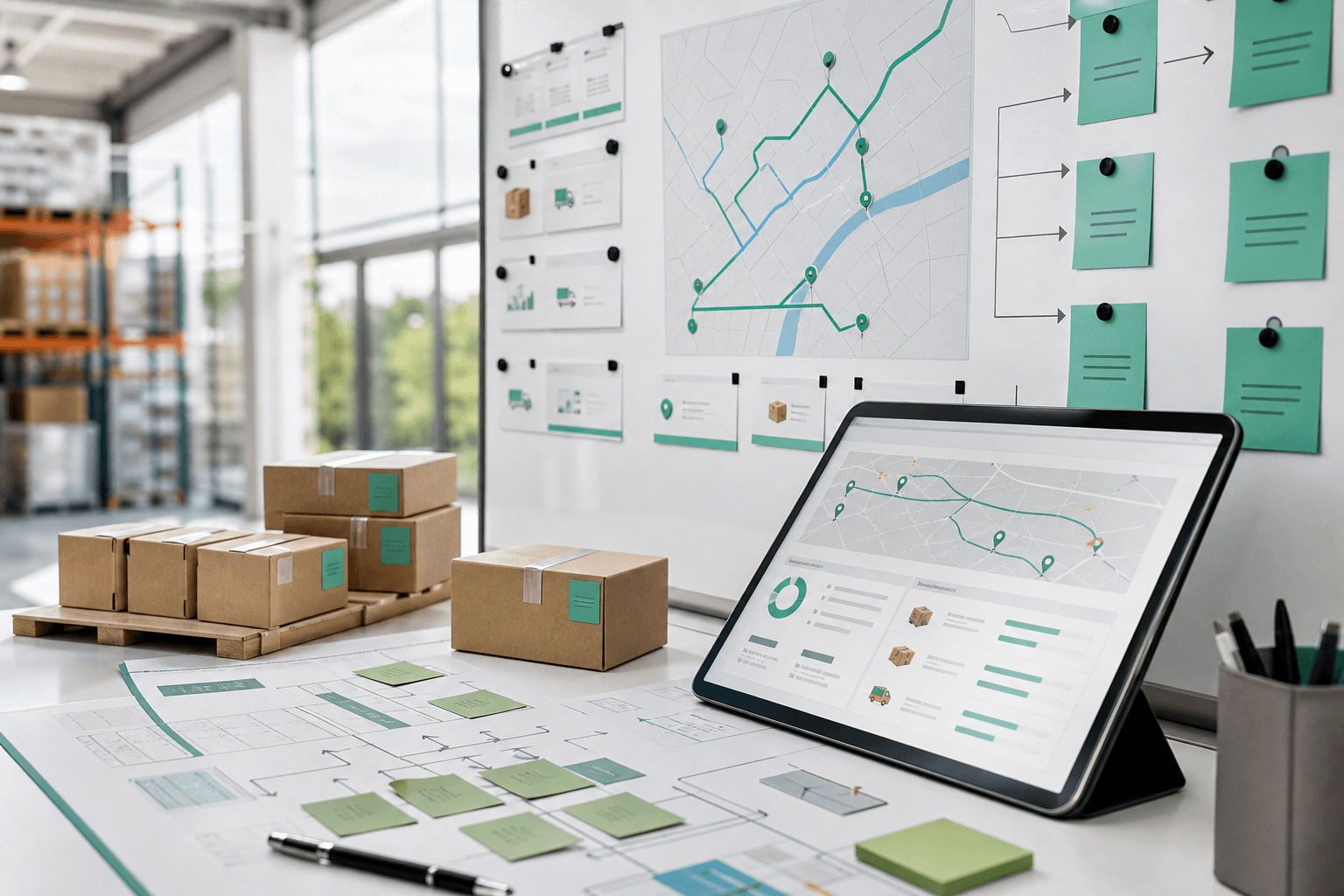 Supply chain planning board with logistics flow and inventory controls
